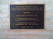 Plaque of designation of Minor Basilica for Church of San Albino of Mesilla, New Mexico