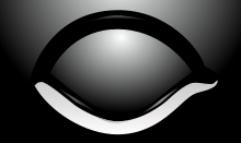 Gray, eye-shaped first-edition Dark Eye logo