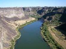 A large river flowing through a rocky canyon