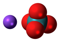 Space-filling models of the component ions of sodium pertechnetate