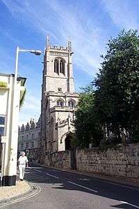 The tower and part of the body of a Perpendicular style church