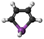 Ball-and-stick model of the stibole molecule