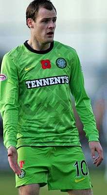 A colour photograph of Anthony Stokes, in action for Celtic.