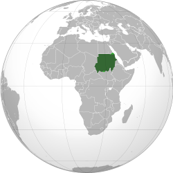 Sudan in dark green, disputed regions in light green.