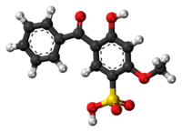 Ball-and-stick model of the sulisobenzone molecule