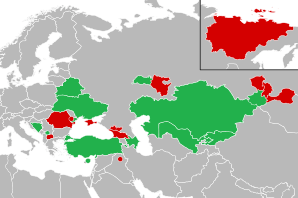 A coloured map of the countries of Europe