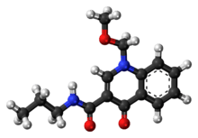 Ball-and-stick model of the terbequinil molecule