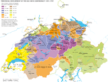 Multicolored map of Switzerland