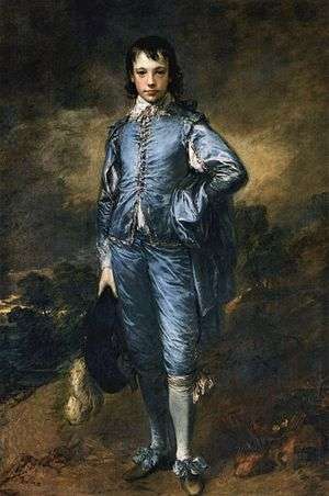 A painting of a youth wearing blue.