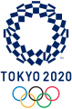 An O-like shape, decorated with a compulex checkered design and featuring a 12-pointed star in the center negative space, sits atop the words "Tokyo 2020". The Olympic rings are placed underneath.