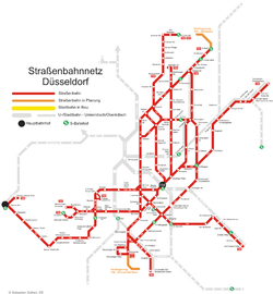 Düsseldorf tramway network.