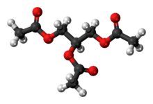 Ball-and-stick model of the triacetin molecule