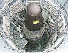 An ICBM loaded into the silo of the Titan Missile Museum