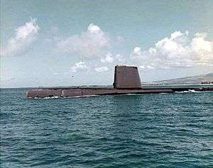 USS Razorback (SS-394), port-side view, after GUPPY IIA conversion, c. 1960s off Hawaii.