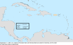 Map of the change to the United States in the Caribbean Sea on September 17, 1981