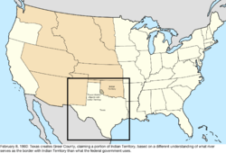 Map of the change to the United States in central North America on February 8, 1860