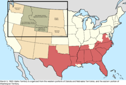 Map of the change to the United States in central North America on March 3, 1863