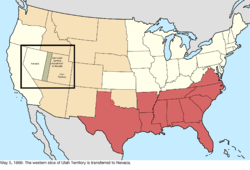 Map of the change to the United States in central North America on May 5, 1866