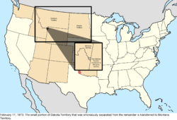 Map of the change to the United States in Central North America on February 17, 1873