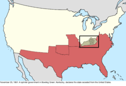 Map of the change to the international disputes involving the United States in central North America on November 20, 1861