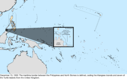 Map of the change to the United States in the Pacific Ocean on December 13, 1932