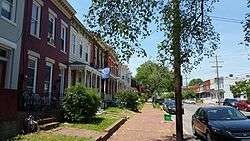 The view of Greek Row looking west on Cary Street.