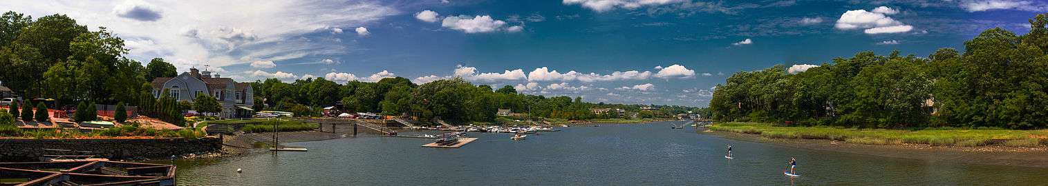 Panoramic view looking out from Saugatuck Bridge, Westport, CT, USA - 2012.jpg