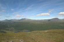 Photo du massif d'Ammarfjället en été.