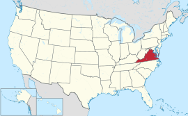 Map of the United States with Virginia highlighted