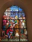 Stained glass inside the Église Saint-Ouen in Le Tronquay