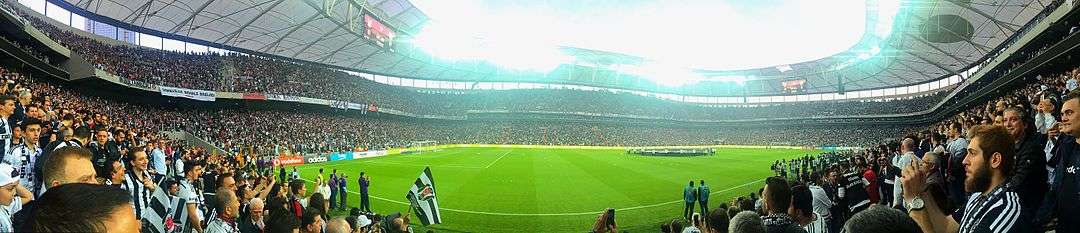 A panorama overview of the Vodafone Arena during its opening ceremony.