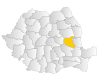 Map of Romania highlighting Vrancea County