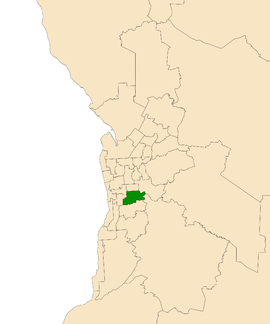 Map of Adelaide, South Australia with electoral district of Waite highlighted