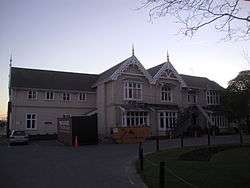 View of a large, wooden building