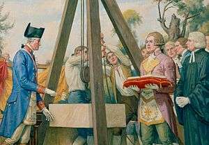 George Washington laying the cornerstone