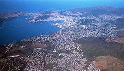 Wellington city looking south, with Johnsonville in the foreground