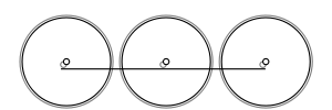 Diagram of three wheels, all coupled together with a coupling rod