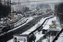 Aerial view of snowy Wrocław, Poland