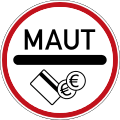 Toll plaza traffic sign