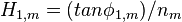 \,H_{1,m}=(tan\phi_{1,m})/n_m